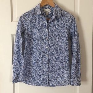 J crew Perfect button up blue floral cotton XS 00